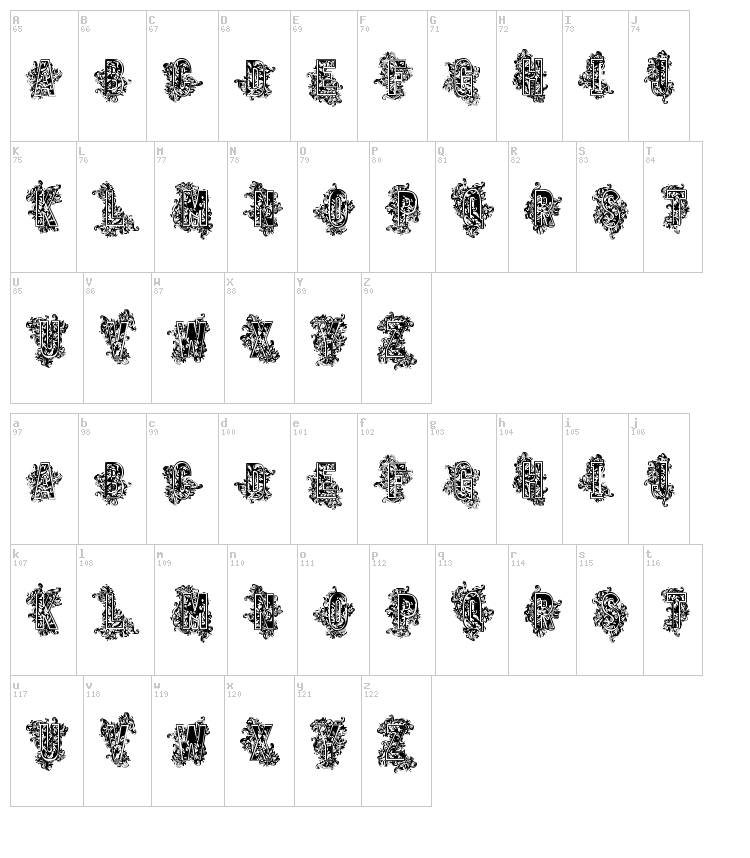 VTKS Beauty font map